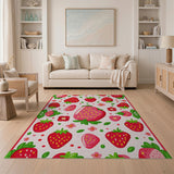 Playful Strawberry Fruit Pattern Area Rug