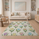 Pastel Tulip Blossom Area Rug