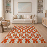 Bold Orange Abstract Motif Area Rug
