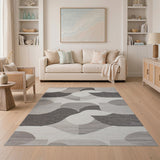 Modern Grey Geometric Abstract Geometric Modern Area Rug