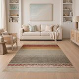 Tribal Striped Ombre Rug in Red, Orange Gray