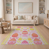 Playful Pink Easter Egg Pattern Area Rug