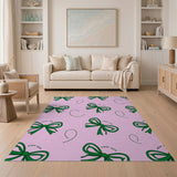 Playful Green Bow Pink Pattern Area Rug