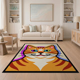 Playful Multi-Color Cartoon Cat Face Rug