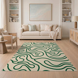 Green Squiggle Abstract Area Rug