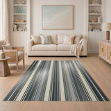 Sleek Grey Vertical Stripe Area Rug