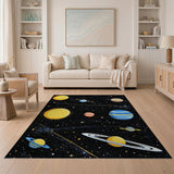 Multi-color and Patterns Pixel Art Solar System Area Rug