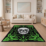 Ornate Green Skull Gothic Area Rug