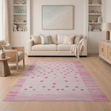 Pink Polka Dot Vertical Stripe Area Rug