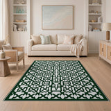 Emerald Green Intricate Geometric Lattice Rug