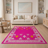 Whimsical Pink Hearts Diamonds Area Rug