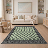 Mint Green Persian Starburst Pattern Area Rug
