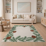 Festive Pine Branch Ornament Border Rug