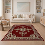 Ornate Red Floral Vintage Red Area Rug