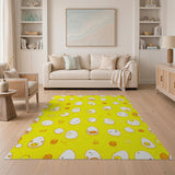 Cute Cartoon Egg Faces Yellow Area Rug