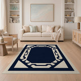Navy Geometric Octagonal Frame Rug