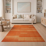 Orange Geometric Stripe Area Rug