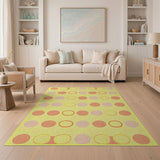 Vibrant Yellow Circle Pattern Area Rug