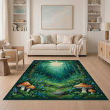 ODIKA Enchanted Forest Mushroom Washable Area Rug - Non-Slip Low Pile