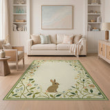Charming Bunny Floral Vine Border Area Rug