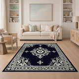 Elegant Navy Persian Medallion Area Rug