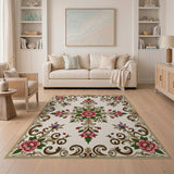 Traditional Persian Multi-color and Patterns Ornate Pink Floral Medallion Area Rug