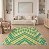 Teal Yellow Zigzag Geometric Area Rug