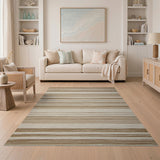 Tan Beige Striped Woven Area Rug