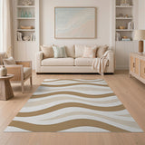 Brown and Tan Abstract Area Wavy Brown Tan Abstract Area Rug