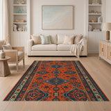 Orange Teal Persian Area Rug
