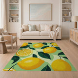 Yellow Vibrant Lemon Fruit Pattern Area Rug