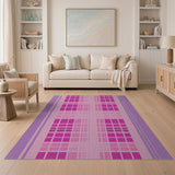 Vibrant Pink Checkered Geometric Rug