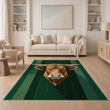 Shaggy Highland Bull Head Area Rug