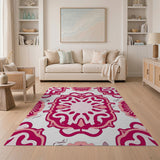 Coastal Beach Pink Pink Seashell Coastal Area Rug