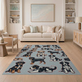 Playful Cartoon Puppies Area Rug