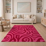 Vibrant Pink Swirl Abstract Area Rug
