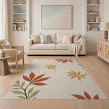 Beige Autumn Maple Leaves Area Rug