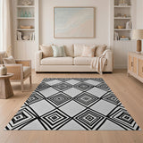 Bold Black Diamond Geometric Area Rug