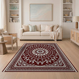 Red Ornate Red Persian Mandala Area Rug