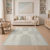 Neutral Geometric Grid Area Rug