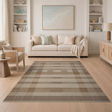 Brown and Tan Brown Tan Woven Plaid Area Rug