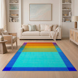 Multi-color and Patterns Vibrant Rainbow Geometric Area Rug