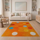 Vibrant Orange Overlapping Circles Area Rug