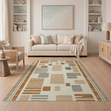Modern Geometric Tan Grey Area Rug
