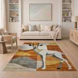 Geometric Oryx Antelope Brown Tan Area Rug