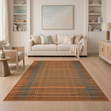 Vibrant Orange Black Geometric Woven Area Rug