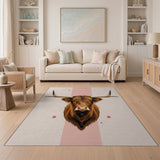 Shaggy Highland Cow Portrait Area Rug