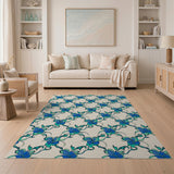 Blue and Teal Teal Blue Floral Vintage Area Rug