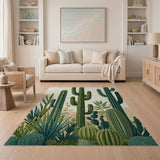 Green Desert Cacti Succulent Area Rug