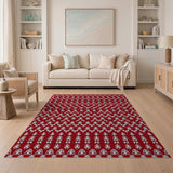 Intricate White Pattern Red Traditional Persian Area Rug